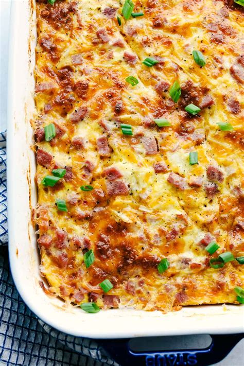Breakfast casserole with fresh potatoes. Breakfast Casserole With Potatoes O\'Brien : Ham And Cheese Breakfast Casserole Recipe With ...