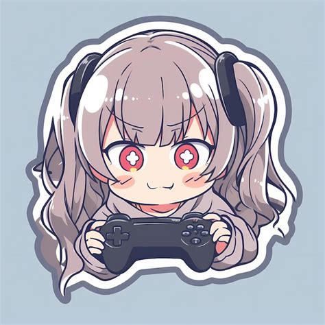 Premium Ai Image Minimal Japanese Kawaii Gamer Girl Chibi Anime Vector Art Sticker With Clean