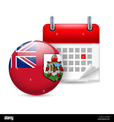 Calendar And Round Bermudian Flag Icon National Holiday In Bermuda