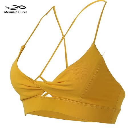 Mermaid Curve Kinks Design Sexy Fine Shoulder Strap Sports Bra Underwear Women Shockproof