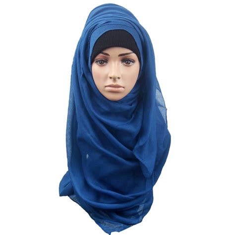 14 colors solid color islam muslim headband turban scarves women instant hijab long shawl head