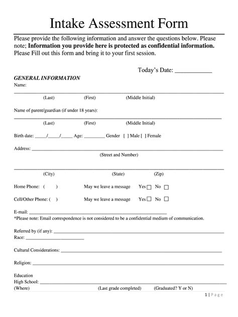 Adult Intake Assessment Form My Xxx Hot Girl