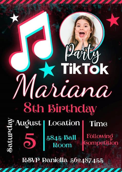 Digital Invitaci N Stile Tiktok Cumplea Os Tik Tok Topper Cake Tema Tik Birthday Party