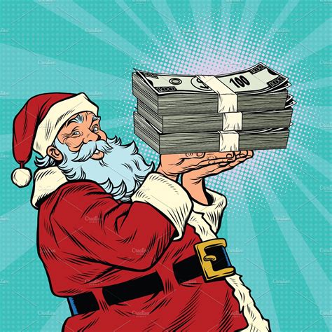 Santa Claus Money Dollars Custom Designed Illustrations ~ Creative Market
