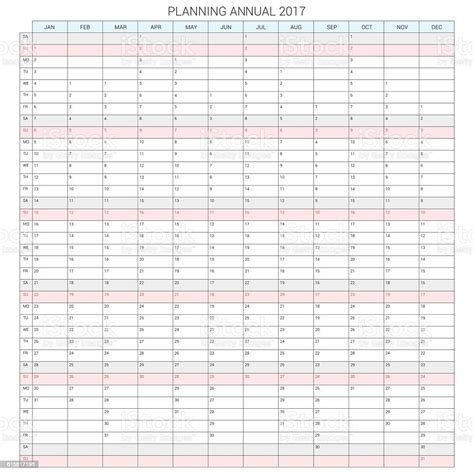 Yearly Calendar Planner Template For 2017 Vector Design Print Template