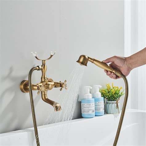 Augusts Handle Wall Mounted Clawfoot Tub Faucet With Diverter And