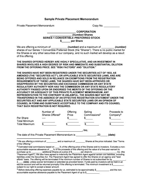 Private Placement Memorandum Example Pdf Form Fill Out And Sign