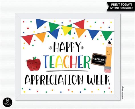 Happy Teacher Appreciation Week Sign Teacher Thank You Sign Etsy In Teacher