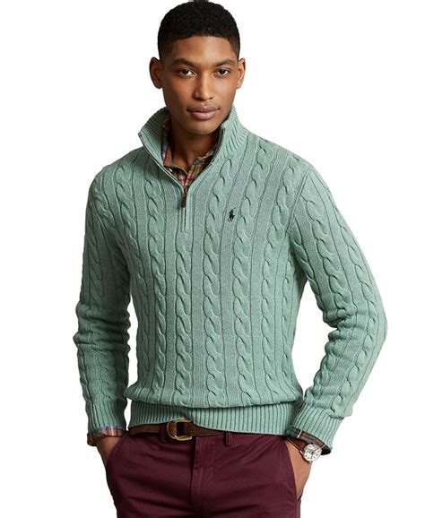 polo ralph lauren men s cable knit cotton quarter zip sweater macy s