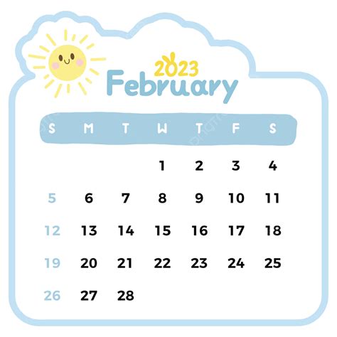 Monthly Calendar Of February 2024 On Transparent Back