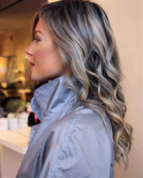 Icy Blonde Strands With Grey Blue Lowlights Icy Blonde
