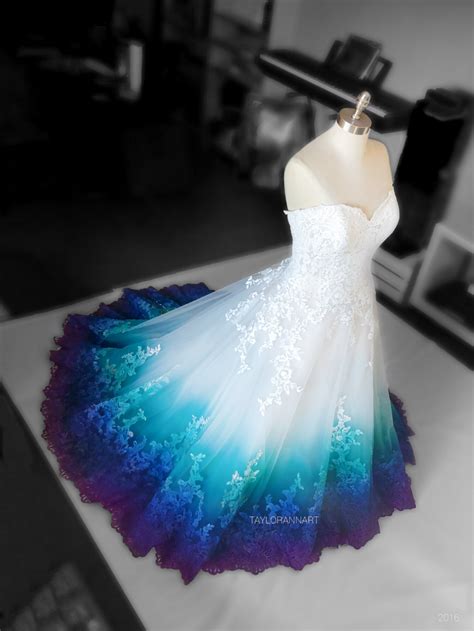 Colorful Ombre Wedding Dress Teal Blue And Purple Vestido De Noiva