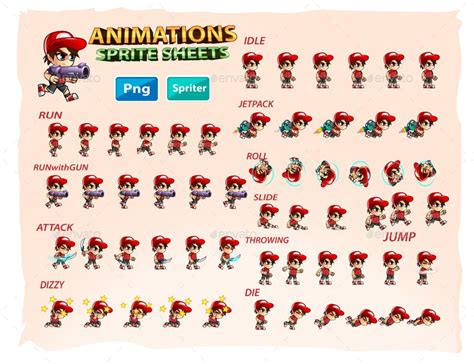An Animated Game Character Sheet With Various Poses And Expressions For Each Character In The Game