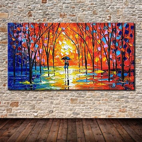Buy Knife Large Abstract Oil Painting Red Tree On