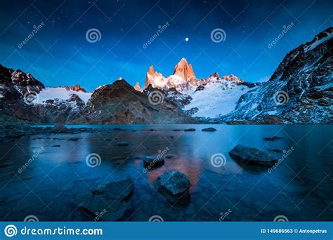 Fitz Roy Mountain At Sunrise Patagonia Argentina Stock Image Image