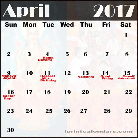 April 2019 Calendar With Holidays India April Calendar Printable