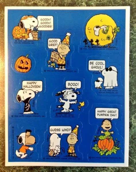 Vintage 80s Hallmark Peanuts Halloween Sticker Sheet Snoopy Charlie