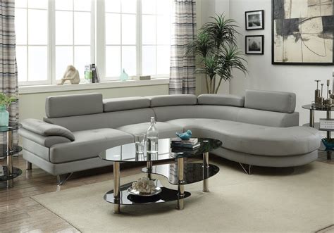 Living Room Curved Sectional Sofa Couch Round Chaise Grey