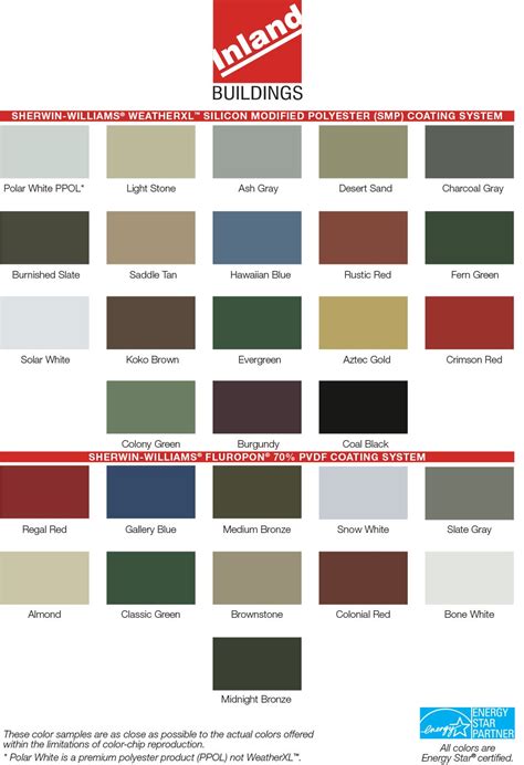 Color Chart Inland Building Systems Ibs