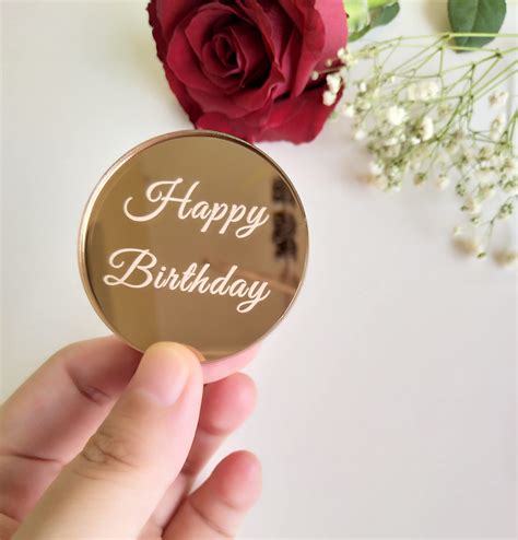 Buy Set Of Pcs Happy Birthday Cake Disc Cupcake Toppers Mirror Acrylic Cake Charm Engraved