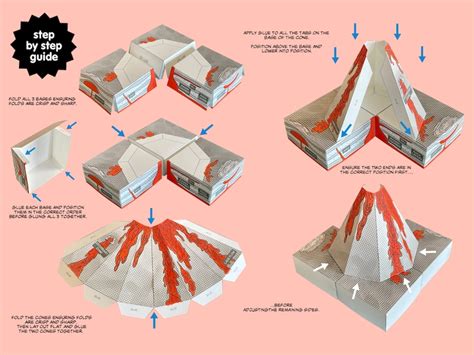 Volcano Model Printable Paper Diorama Make It Yourself Etsy Uk