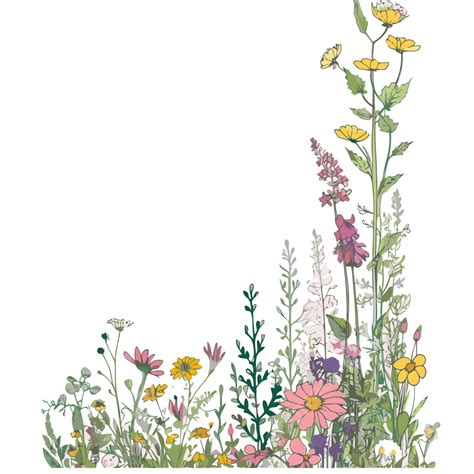 Wildflower Border Vector Sticker Clipart Flower Border Featuring A