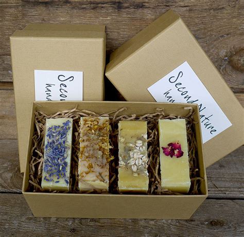 T Box Of Four Handmade Soaps By Second Nature Soaps