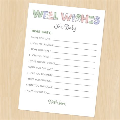 Baby Well Wishes Printable Baby Shower Game Download Gender Neutral