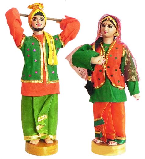 A Pair Of Bhangra Dancers Couples Doll Bhangra Indian Costumes