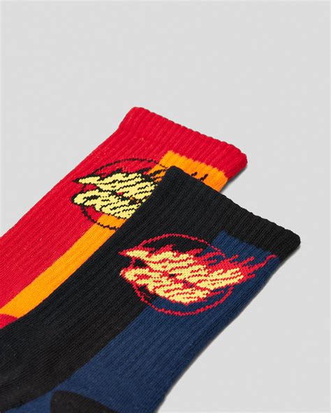 Santa Cruz Flaming Dot Crew Sock 2 Pack In Rednavy Fast Shipping