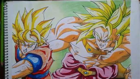 Dibujo De Dibujame Un Broly Vs Goku Con Imágenes Dibujos