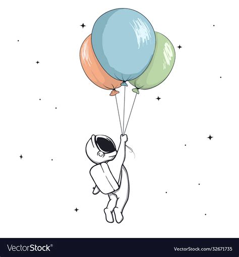 Astronaut Keeps Balloons Royalty Free Vector Image