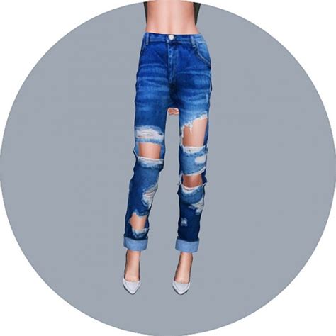 Sims4 Marigold Roll Up Destroyed Jeans Sims 4 Downloads