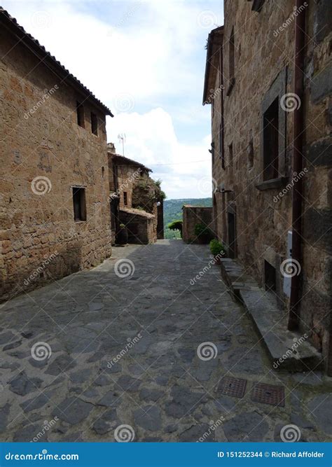 Cobblestone Street In An Italian Hill Town Stock Photo Image Of
