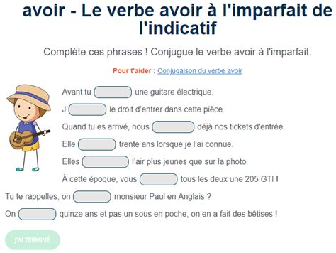 We did not find results for: Le verbe avoir à l'imparfait. | Verbe avoir, Exercice de ...