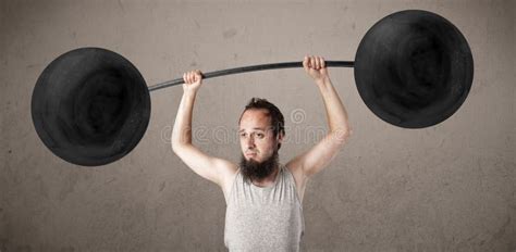 Funny Skinny Guy Lifting Weights Stock Image Image Of Fitness Bony