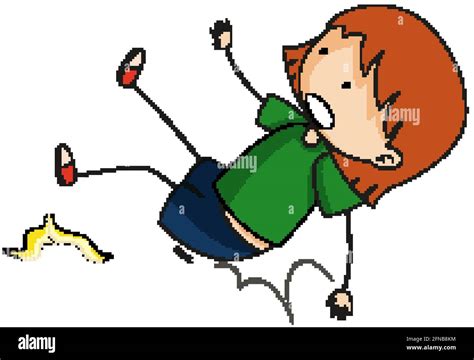Doodle Cartoon Character Of A Girl Falling Down Illustration Stock