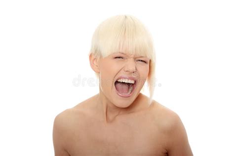 gorgeous blonde female screaming stock image image of isolated face 14598803