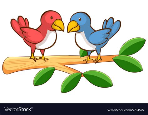 Two Birds On White Background Royalty Free Vector Image