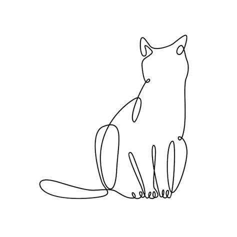 Premium Vector Continuous One Line Drawing Of Cat Sitting In Front