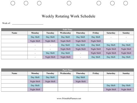 Free monthly work schedule template weekly employee 8 hour. Weekly Rotating Work Schedule Template Download Printable ...