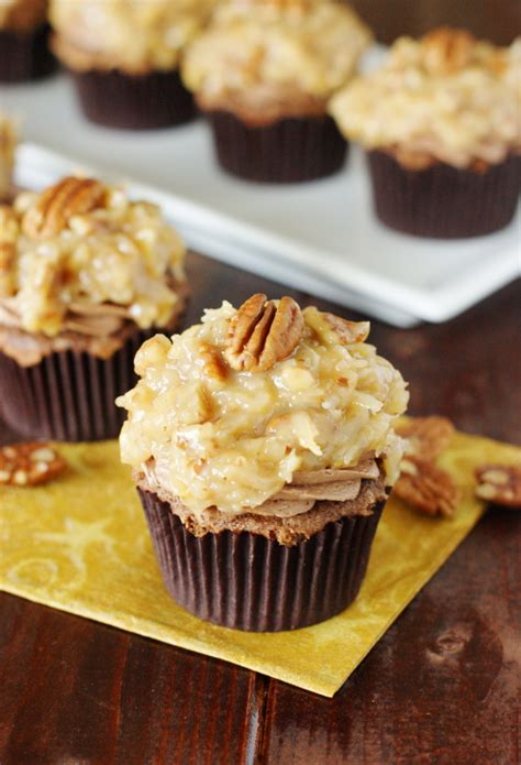 German chocolate frosting is a thick and creamy coconut pecan frosting. German Chocolate Cupcakes | The Kitchen is My Playground