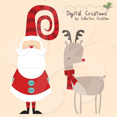 Santa And Rudolph Digital Clipart Clip Art Clipart Set Etsy