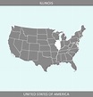 伊利諾州地圖向量輪廓突出顯示在美國地圖灰色背景向量圖形及更多伊利諾州圖片 - 伊利諾州, 地圖, 美國 - iStock