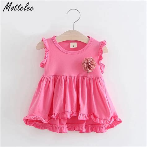 Mottelee Baby Girls Dress Cotton Infant Clothes Dress Basic Toddler
