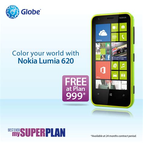 1 additional sim card with family plan. Globe brings Nokia Lumia 620 on their Postpaid Plan 999 ...