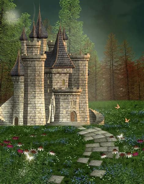 Fairy Tale Magical Castle In The Stormy Night Stock Photo By ©mentona