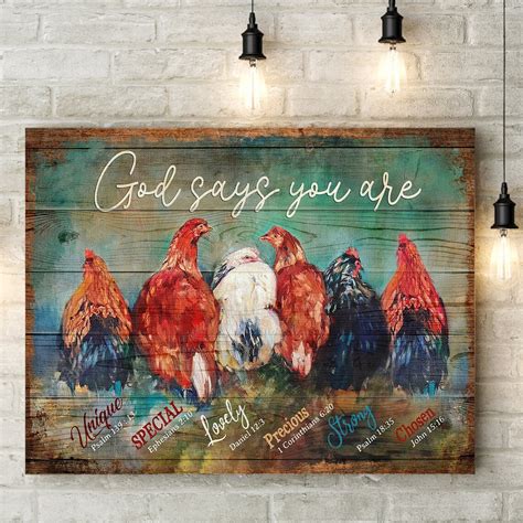 Chicken God Says You Are Canvas Home Artwork Decoration Etsy