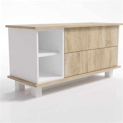 The contemporary nuvola white oak sideboard has 4 evenly sized storage compartments. Idonea Chic Sideboard in White & Oak | MrHousey.co.uk