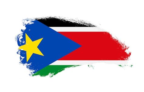 bandera nacional de sudán del sur pintada con pincel de trazo en blanco aislado foto premium